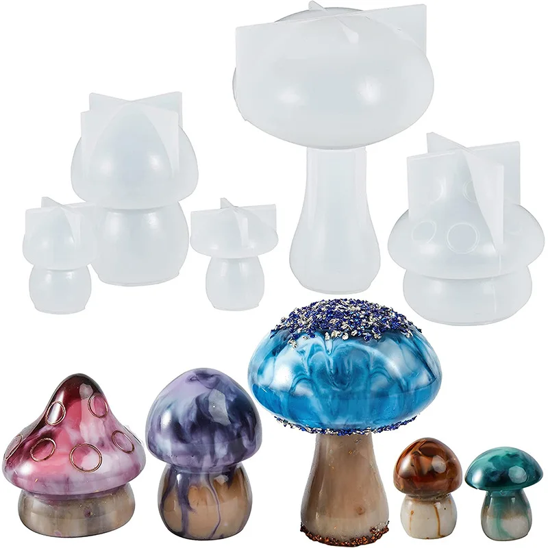 

5 Styles Mushroom Resin Molds,Silicone Molds for DIY Resin Epoxy Casting Craft Halloween Christmas Home Art Craft Ornaments