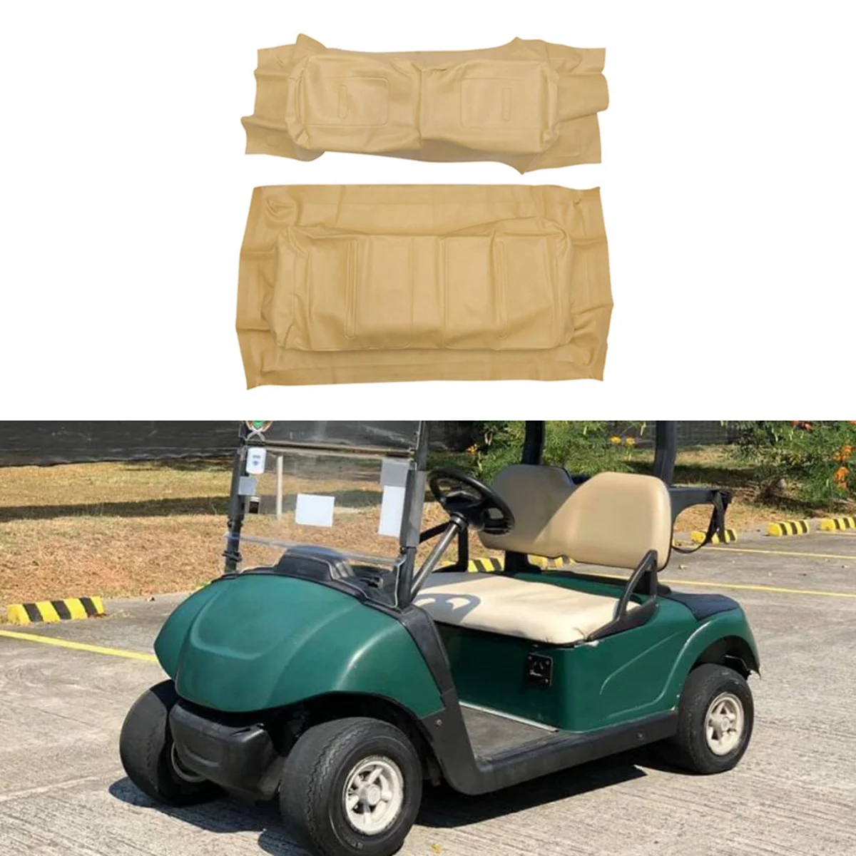 Cart Tan Front Seat Bottom Cover & Backrest For Ezgo Txt 199