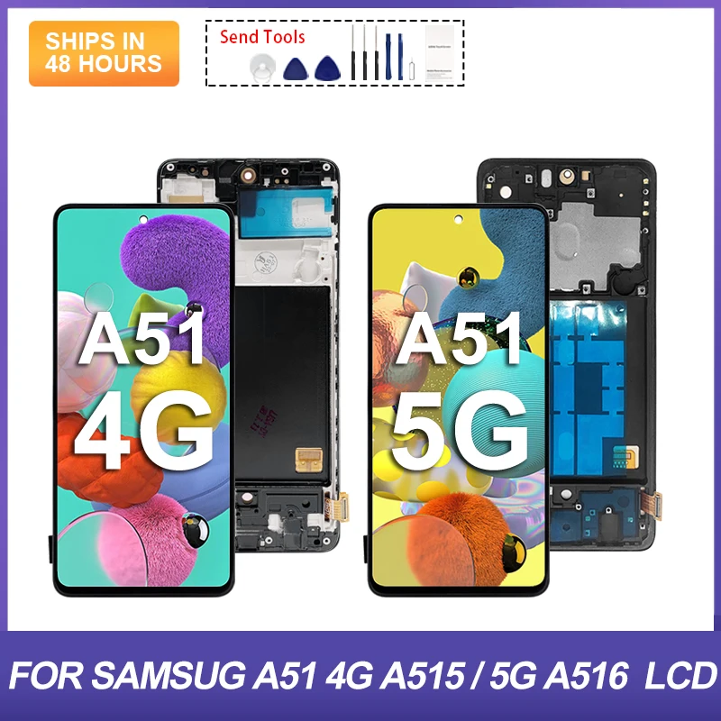 

6,5 дюймовый 4G A515 дисплей для Samsung Galaxy A51 ЖК-дисплей с сенсорным дигитайзером для Samsung A51 5G Lcd A516 экран с рамкой