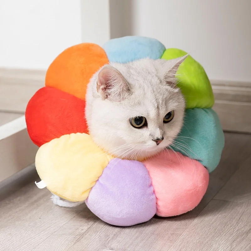 

Pet Cat Collar Shaped Recovery Adjustable Cotton Blends Neck Prevent Bite Recover Cat Dog Elizabeth Pet Protection Collars
