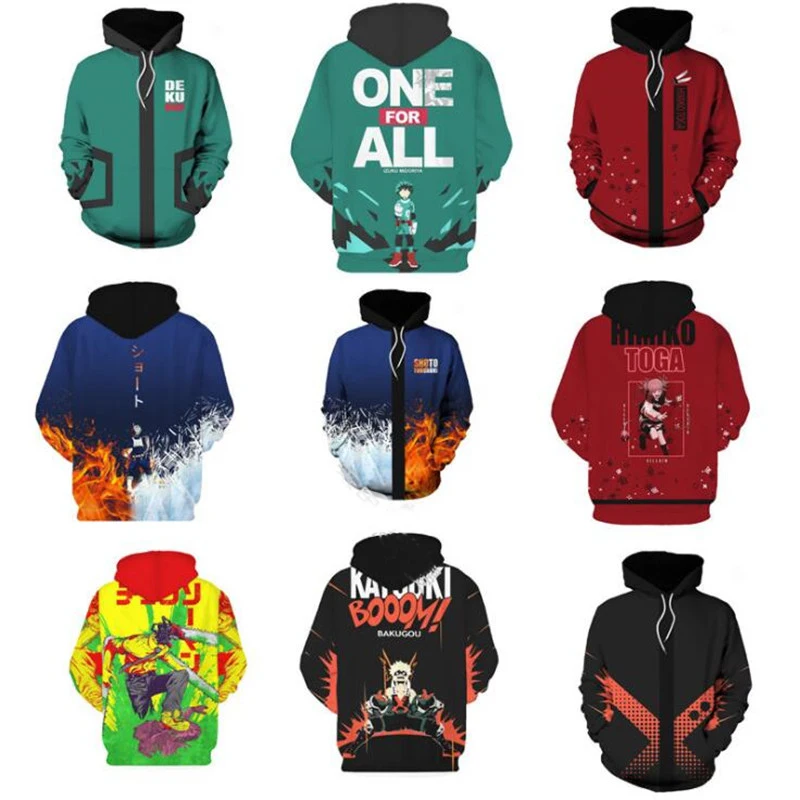 

Hoodies Anime MY HEROS Academia Women Men 3D Long Sleeve Couple Sweatshirt Pullover Cosplay Oversized Unisex Hoodie Tops