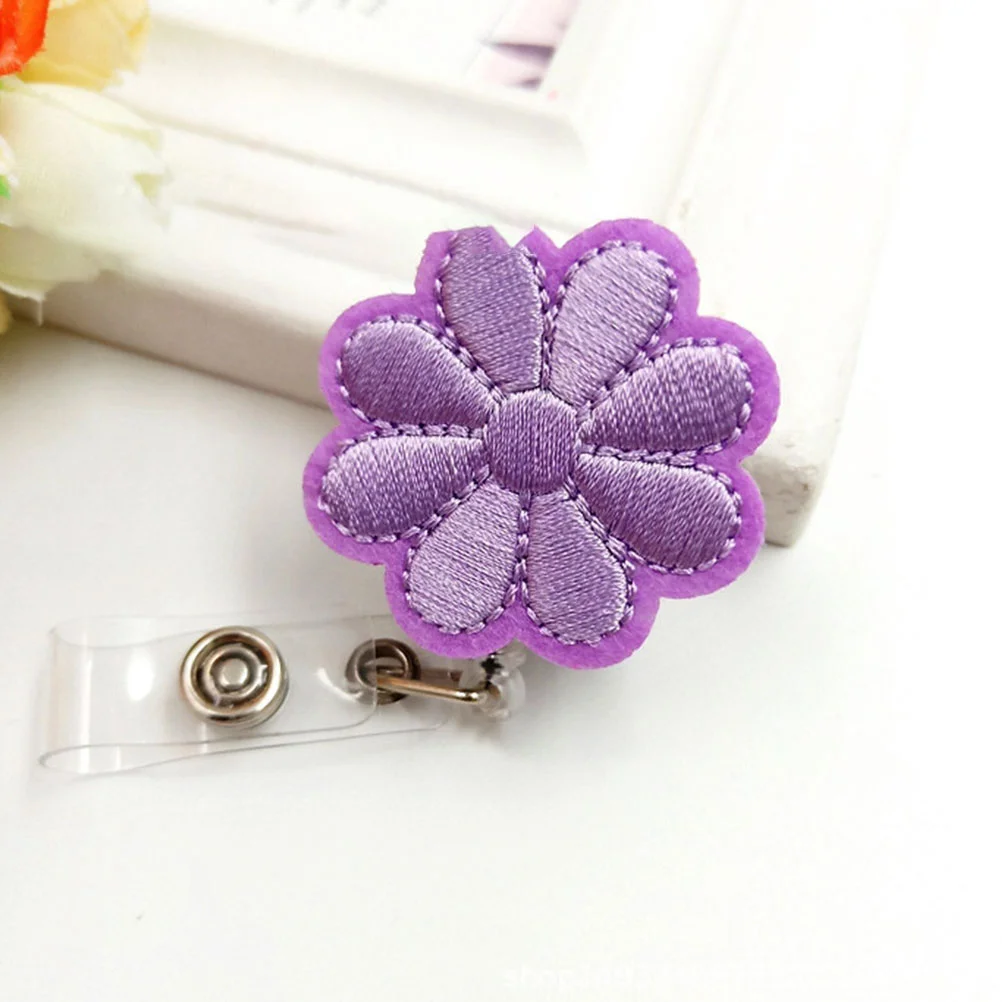 

5pcs Badge Reel Clip Retractable Flower ID Badge Holder Swivel Clip Badge Tag Clip for Nurse