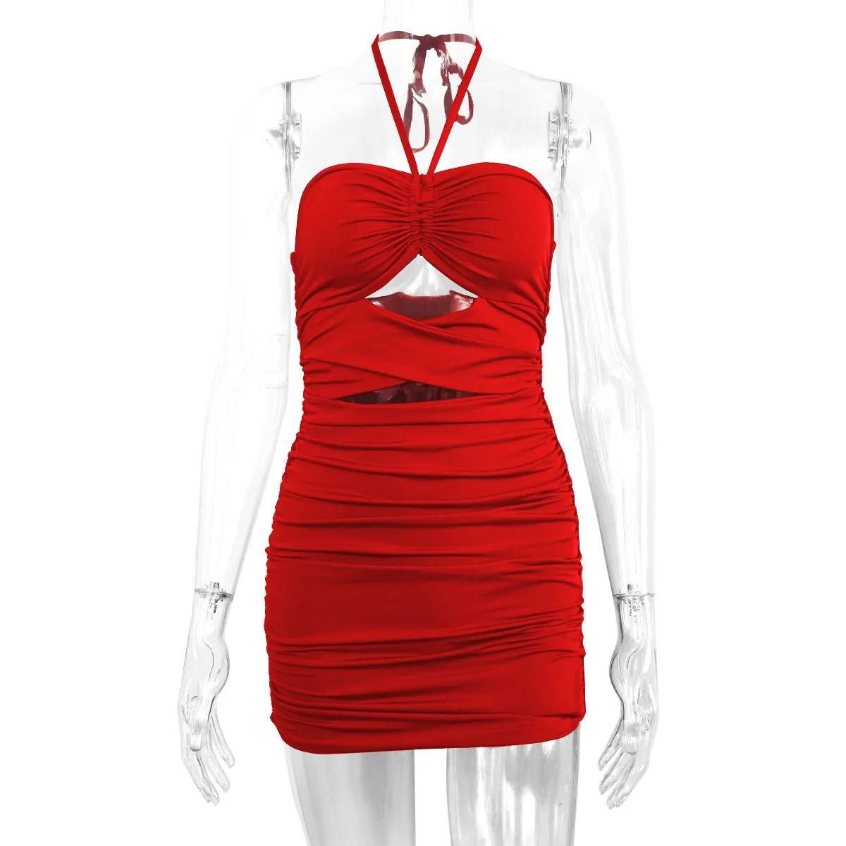 KOLLSEEY Brand Elegant Low Collar Sling Sleeveless Midi Length Dresses Women Evening Bodycon enlarge