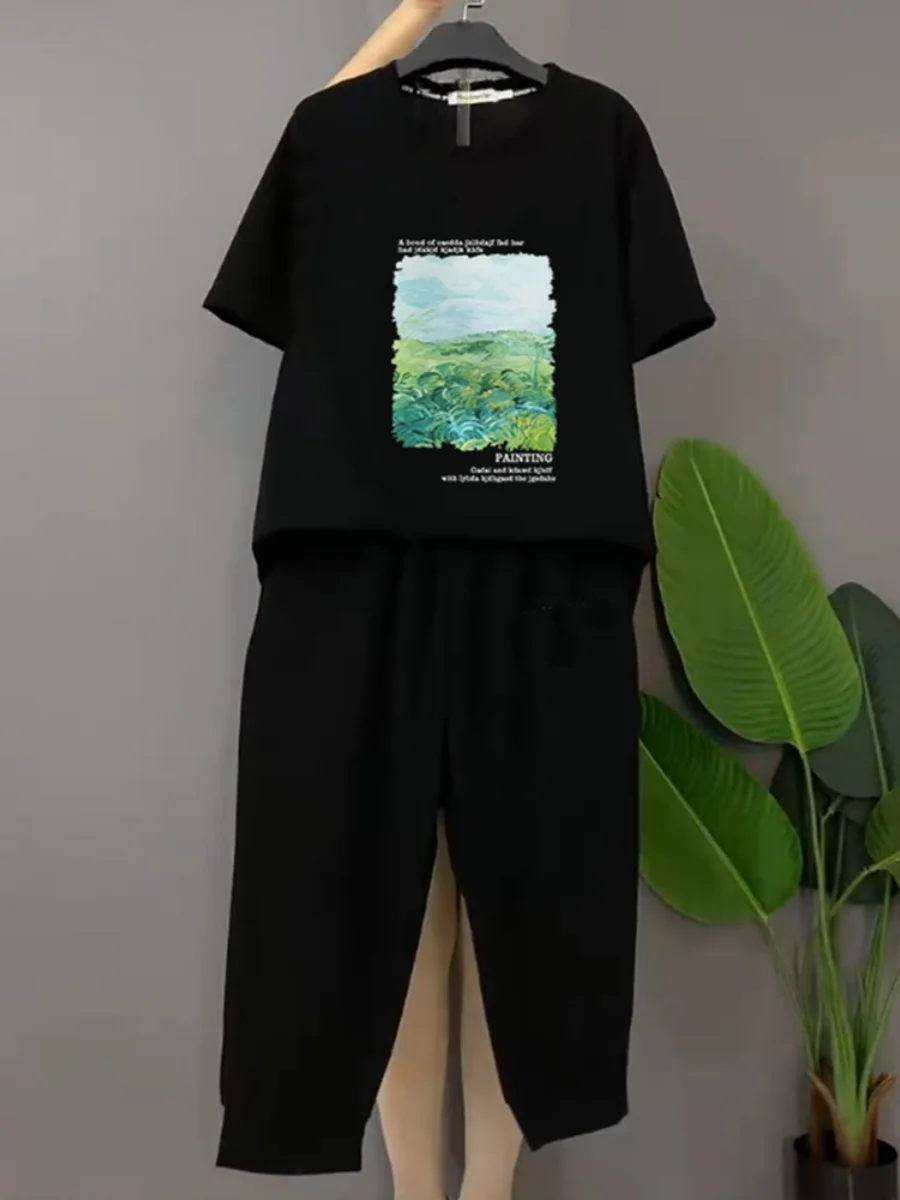 Летняя одежда больших размеров новинка 2024 большие размеры 50 00 кг женская для