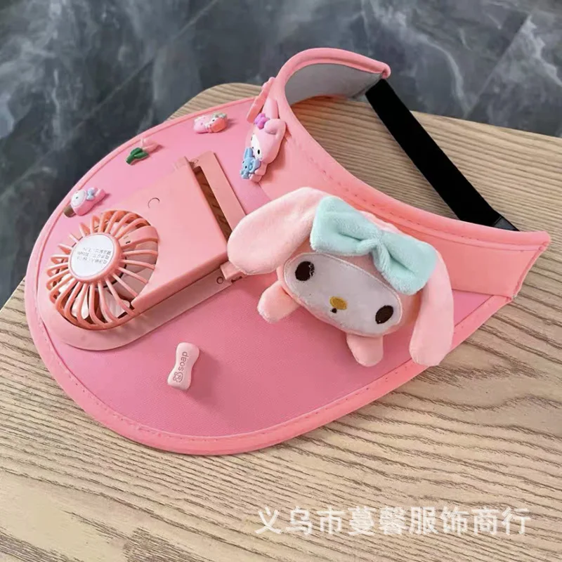 

Sanrio Kawaii Hellokitty Usb Fan Hat Cinnamoroll Kuromi Kids Cartoon Cute Sun Visor Student Outdoor Casual Sun Hat Gift for Girl