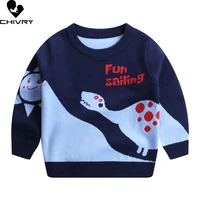 new 2022 kids children pullover sweater autumn winter boys cute cartoon dinosaur jacquard o neck knitted sweaters tops clothing