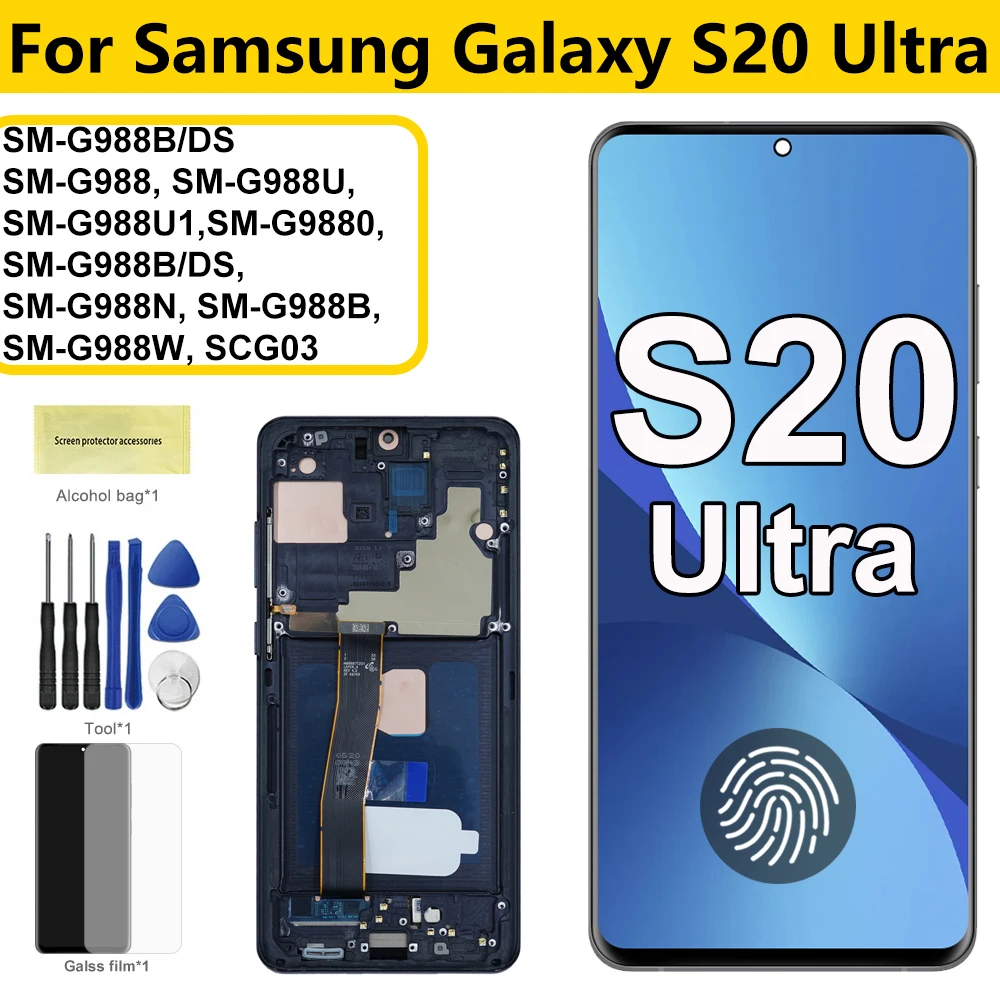 AMOLED для Samsung Galaxy S20Ultra G988 G988U G988B/DS ЖК-дисплей с цифровым преобразователем