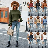 2022 autumn and winter new knitted sweater womens high neck pullover long sleeved sweater women