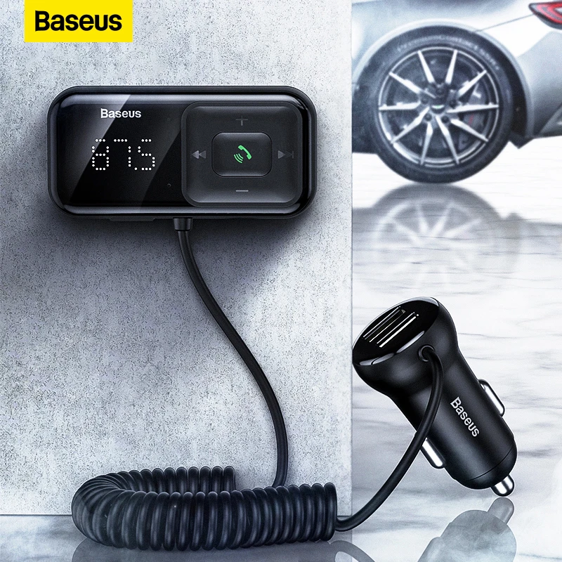 

Baseus FM Modulator Transmitter Bluetooth 5.0 FM Radio 3.1A USB Car Charger Handsfree Car Kit Wireless Aux Audio FM Transmiter