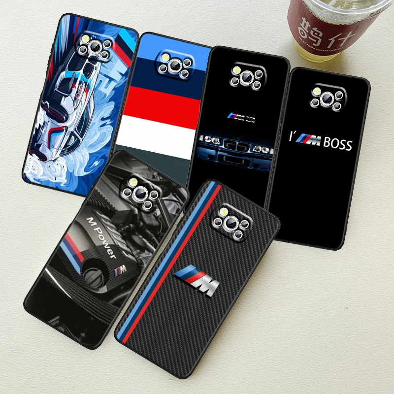 

Phone Case For Xiaomi Mi Poco X5 X4 X3 NFC F4 F3 GT M5 M5s M4 M3 Pro C50 C55 FUnda Top Car BMW Logo luxury Black Cover