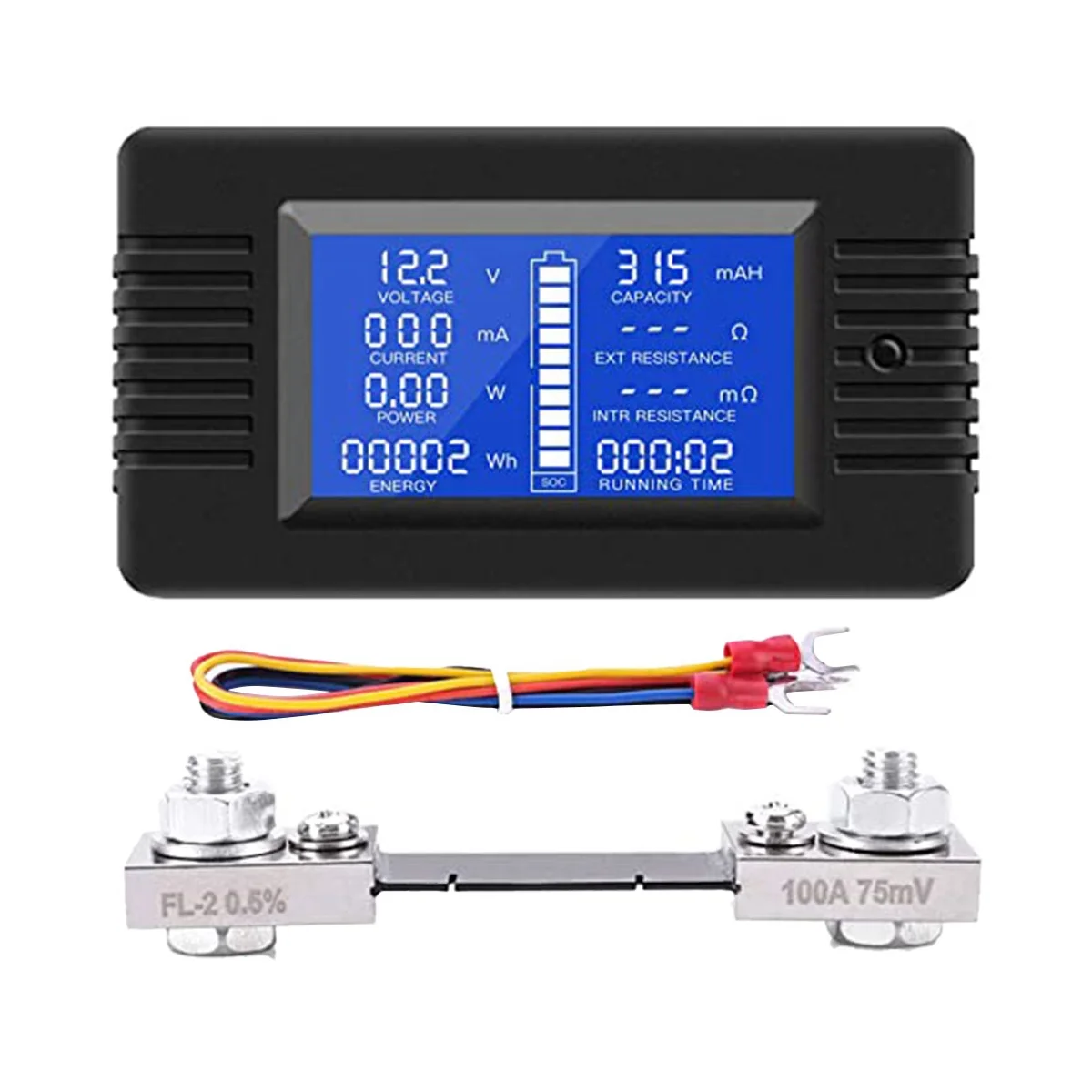 

DC Battery Monitor Power Meter Ammeter Digital DC 0-200V Shunt 100A Multimeter, Meter Voltmeter Capacity Tester