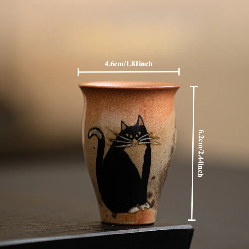 

50ml Japanese Kiln Change Ceramic Teacup Retro Handmade Zhiye Cat Cup Small Master Mug Porcelain Chinese Kung Fu Gongfu Teaware
