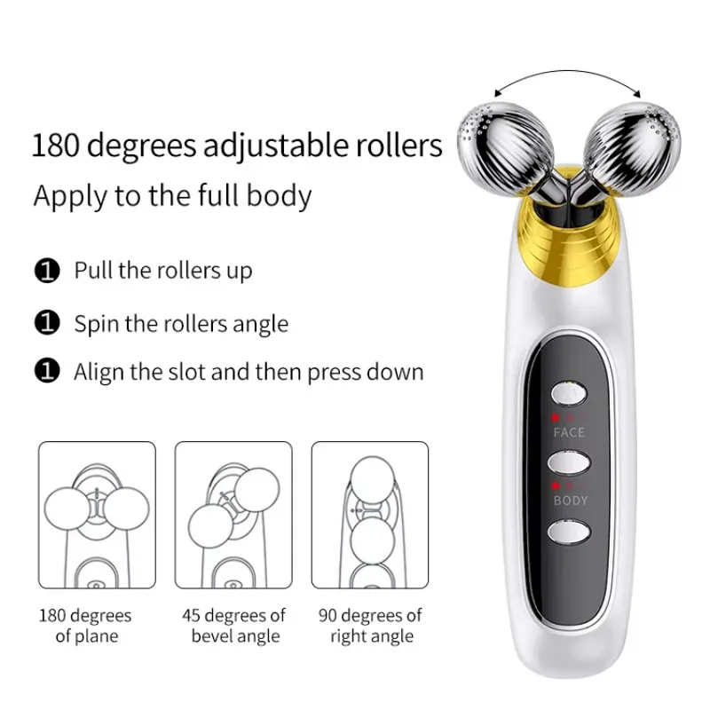 3D роликовый массажер для лица Omsblkin белый