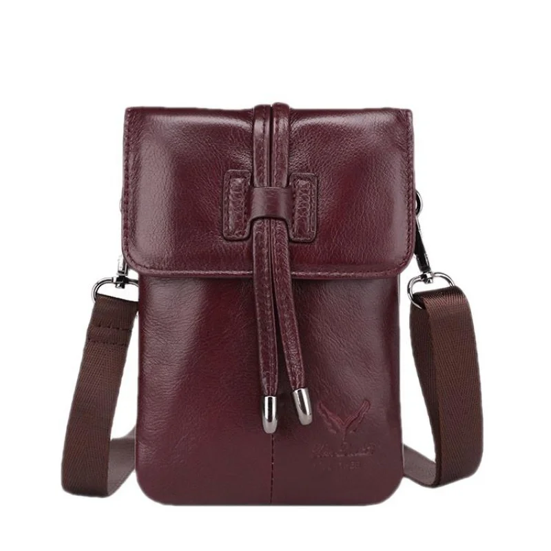 

Винтажная женская сумка через плечо из натуральной кожи, миниатюрный мессенджер на ремне, Повседневная модная дамская сумочка для телефона