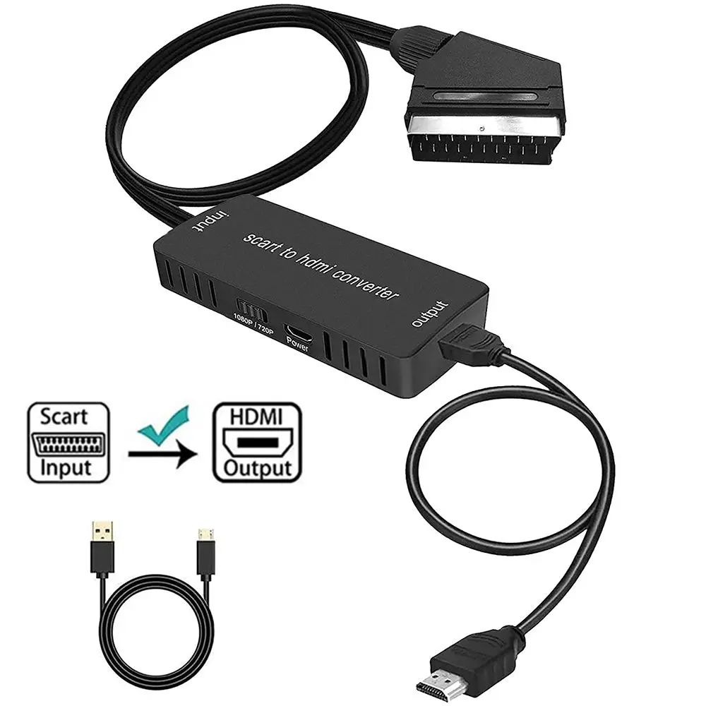 

Blu-ray DVD Player Projector Monitor HDTV SCART to HDMI Switch Video Audio Adapter Converter For Xbox VHS STB