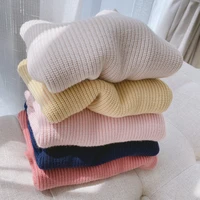 2022 autumn winter new children knitted sweater fashion kid girl pure color long sleeve tops candy color baby boy cotton sweater