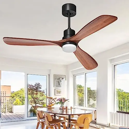 

Ceiling Fan with Lights Remote Control, Outdoor Wood Ceiling Fan, Reversible Silent DC Motor and Matte Black