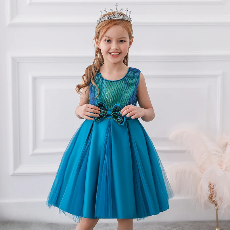 

2022 Summer Cute Birthday Dress Girl Kids Dresses For Girls Clothing Party Tutu Dress Sequin Gown Bow Princess Dress 3-10 Years