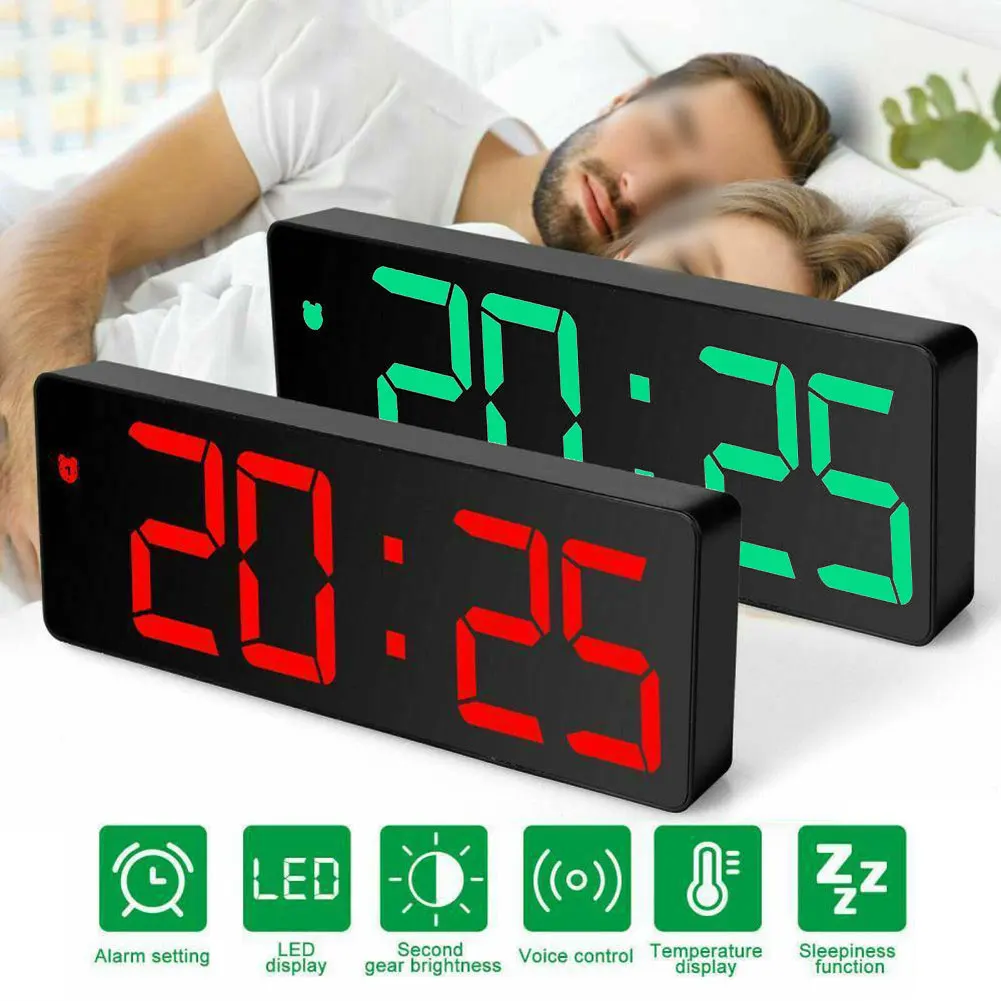 

Smart LED Clock Bedside Digital Alarm Clocks Desktop Table Electronic Desk Watch Snooze desk clock Wake Up Alarm Clock Digital