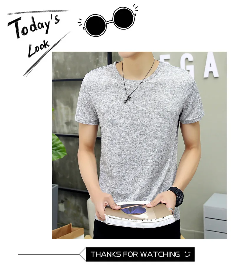 

Летняя мужская футболка с круглым вырезом, однотонная свободная одежда 9125-t, мужская одежда с пятью точками