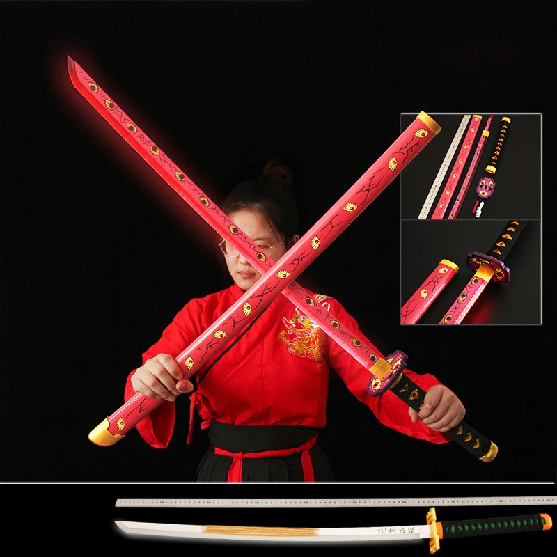 

104cm Demon Slayer Nichirin Blade Wooden Samurai Sword Charge Luminescence Anime Weapon Model for Cosplay Gifts Toys for Boys