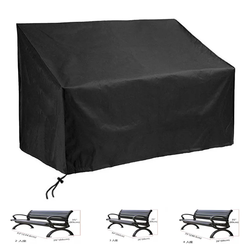 

210D Oxford Cloth Outdoor Bench Dust Cover Furniture Cover Chair Waterproof Sun Protection Universal Cover Black Protection