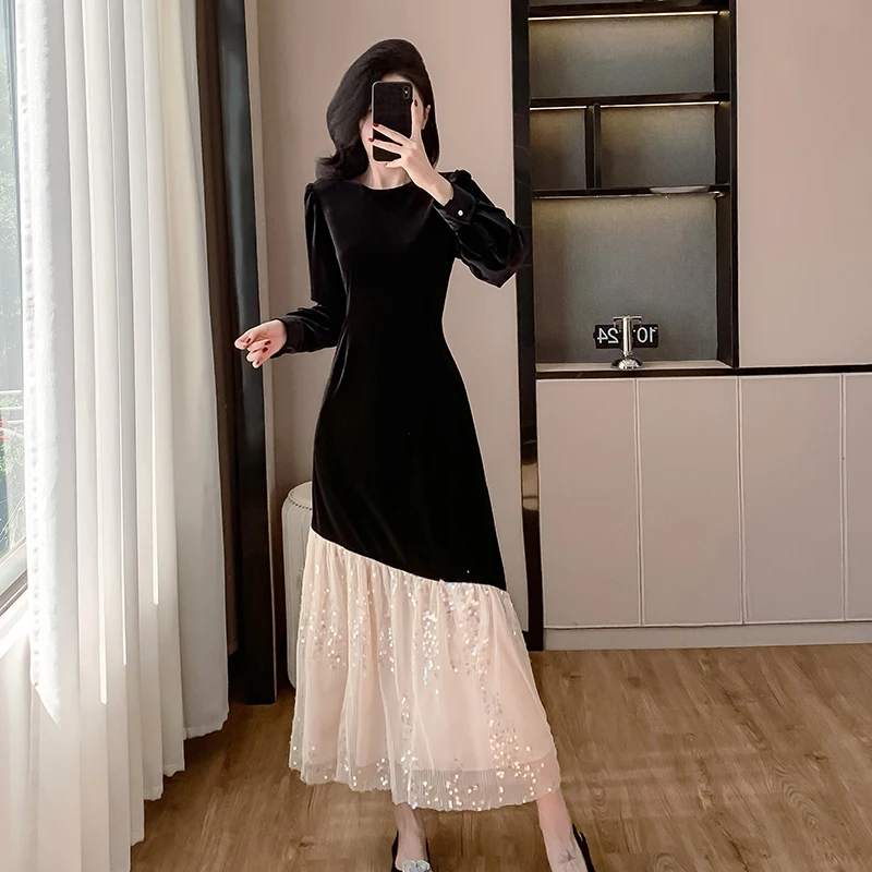 Осень и зима 2024 новая женская одежда высококачественное французское платье