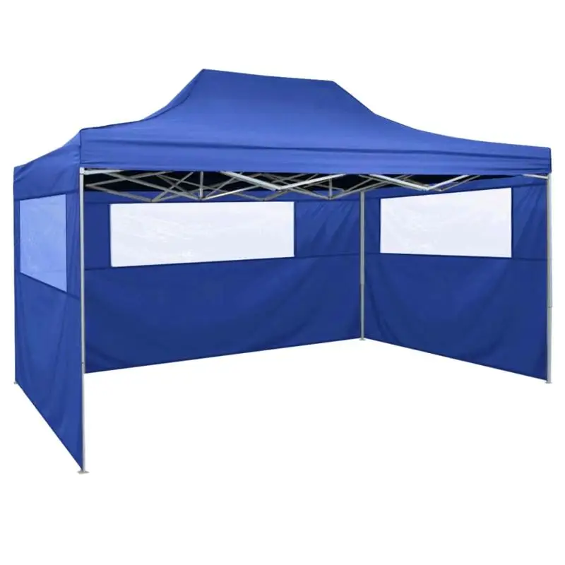 

3x4.5m Folding Tent with 3 Walls Party Tent Blue
