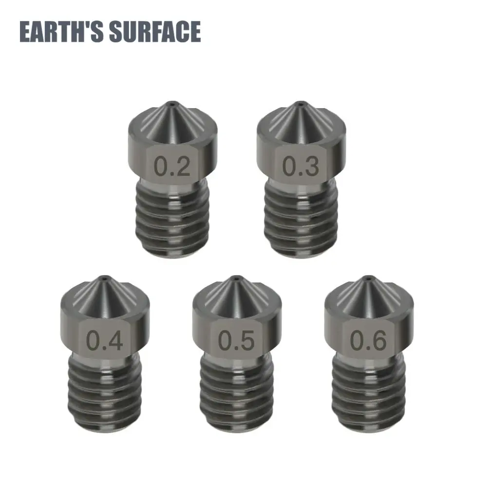 

ES-3D Printer Parts V6 Hardened Steel Nozzle Super Hard Steel Mold Steel Corrosion-Resistant M6 Thread for E3D V6 Printer Nozzle