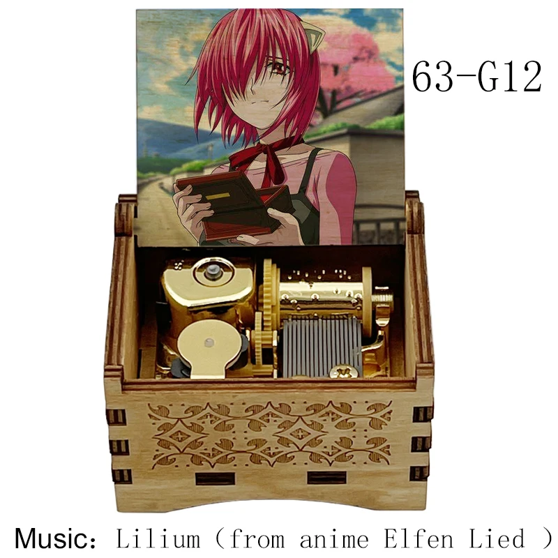 Музыкальная шкатулка с изображением героев аниме Elfen Lied Золотая механическая