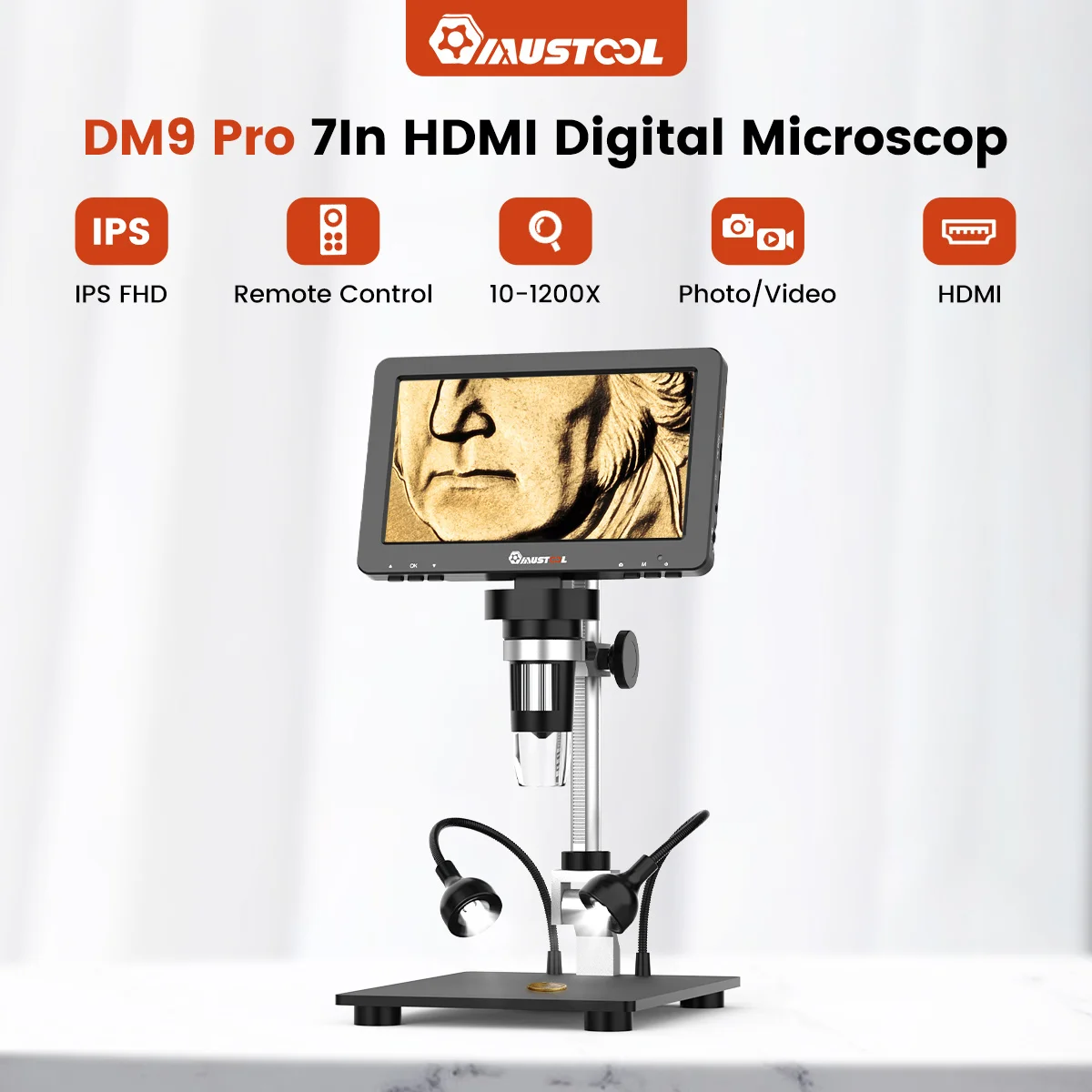 Цифровой микроскоп muтабурет DM9 Pro совместимый с HDMI 7-дюймовый IPS экран микроскопы