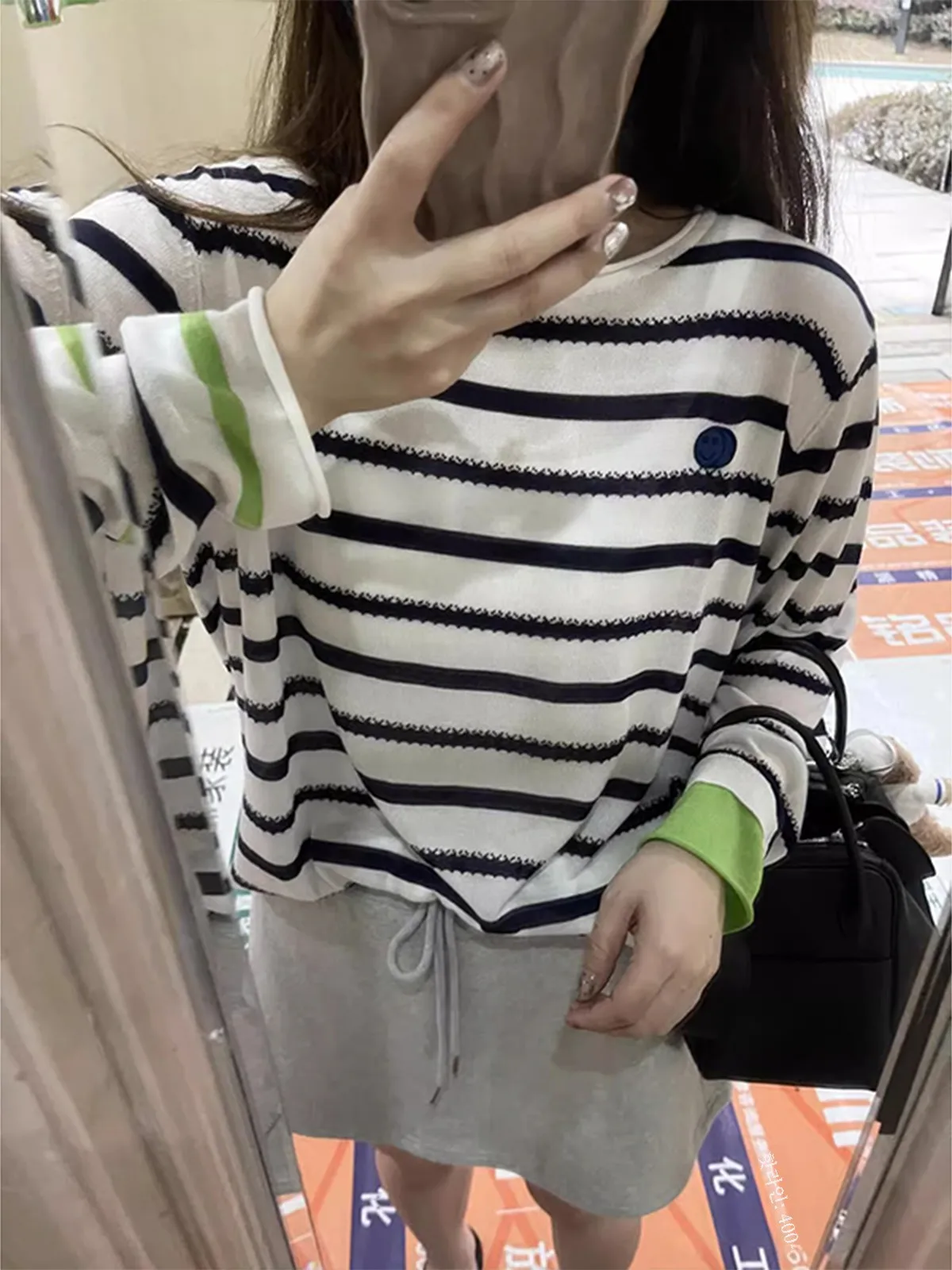 Женская трикотажная рубашка с длинным рукавом тонкая Свободная Повседневная