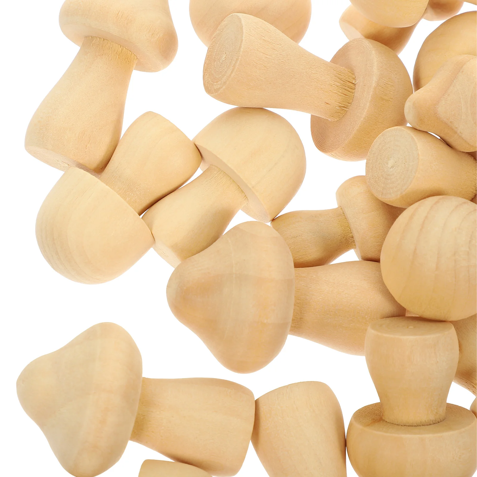 

30 Pcs White Germwood Mushroom Toys DIY Craft Supplies Wooden Unfinished Kids Modeling Child Graffiti Decor
