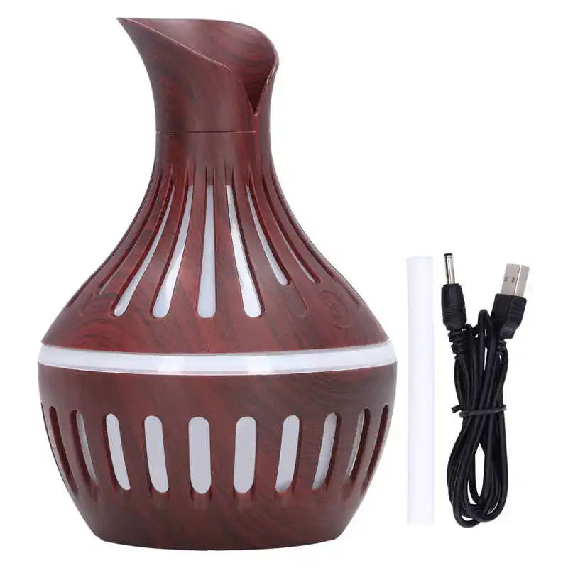 

Mini Aroma Diffuser USB Quiet Wood Grain Humidifier 300ml Small Vase Shape Waterless Auto Shut Down for Room for Yoga