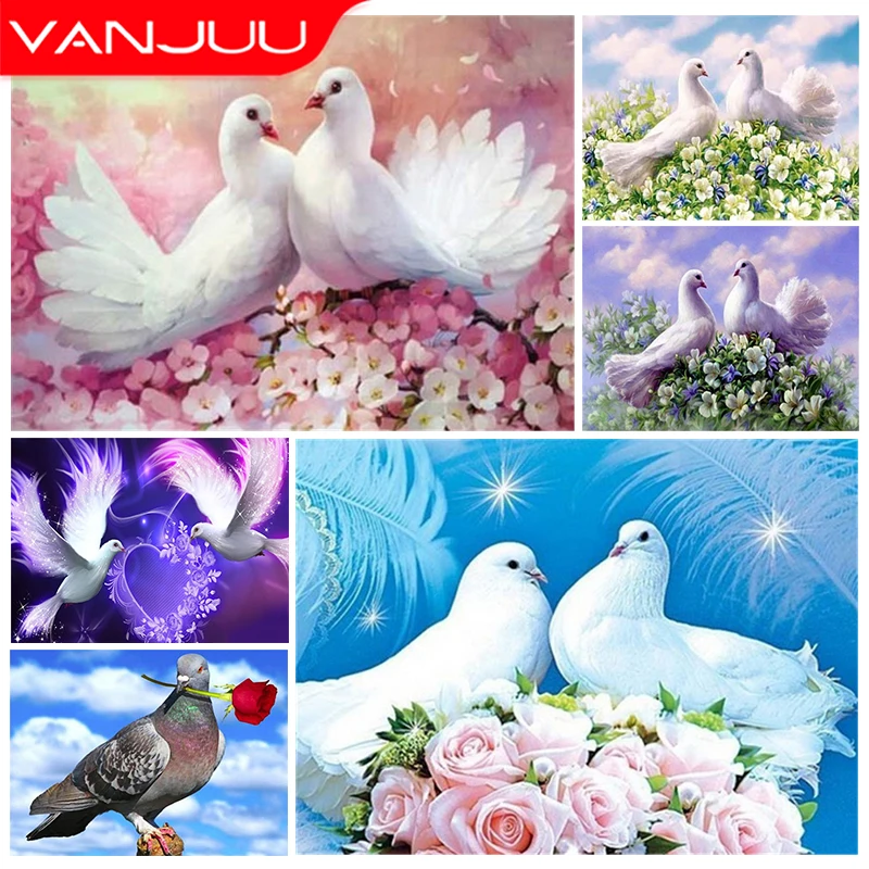 

Animal DIY 5D Diamond Painting Kit Peace Dove Diamond Embroidery Painting Full Square/Round Diamond Mosaic Rhinestone Home Decor