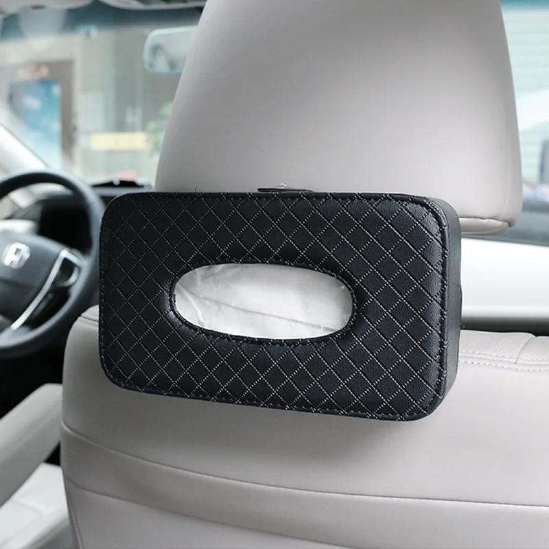 

Car Tissue Box Car Sun Visor Suspension Tissue Box PU Leather Car Interior Storage Organizer Auto Accessories with Fixing Belt