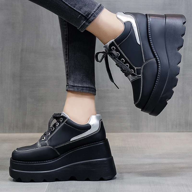 

Fashion Women's Shoes Spring Autumn 2022 Women Platform High Heels Classic Black Casual Wedge Heel Elevator Shoes Mujer Bombas