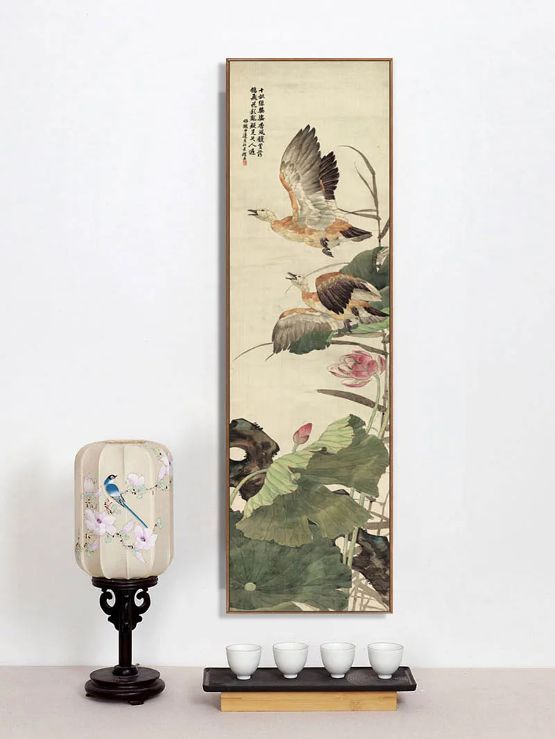 Китайская картина с птицами и цветами на холсте Famili