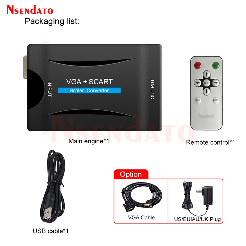 Адаптер преобразователя AV-сигнала 1080P VGA в Scart с дистанционным управлением поддерживает NTSC PAL для STB HDTV DVD TV (art.: 3920cc407ca0f) - 3920cc407ca0f
