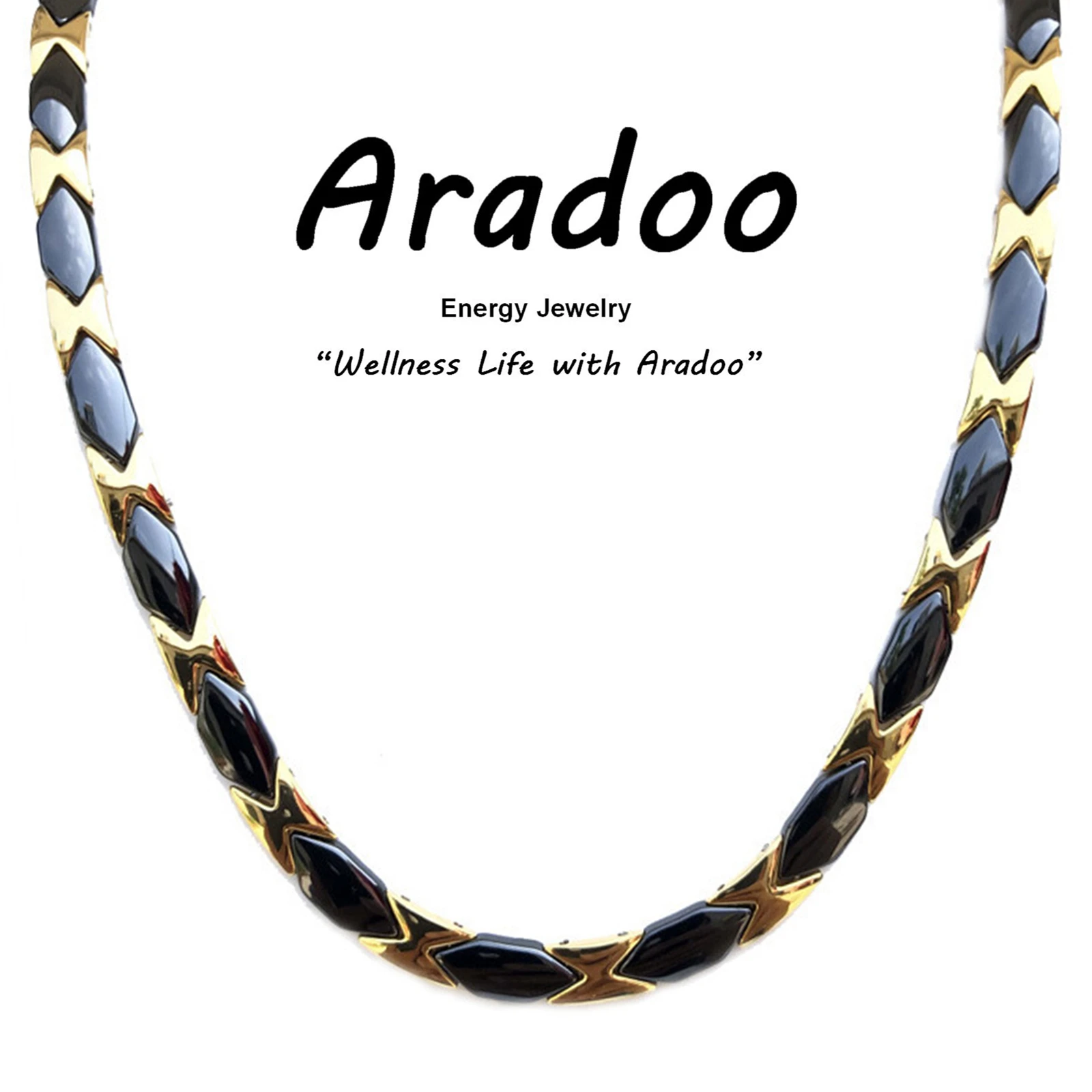 Titanium Steel Ceramic Energy Necklace Collar Germanium Negative Ion Anti-radiation Antioxidant Anti-fatigue Health Necklace