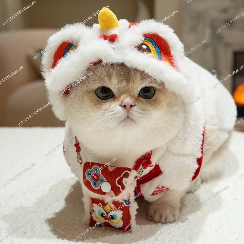 Фото Собака кошка новогоднее платье домашнее животное новогоднее платье лев танцевальная одежда лев танцевальная шапка головной убор лошадь новогоднее приветствие №4