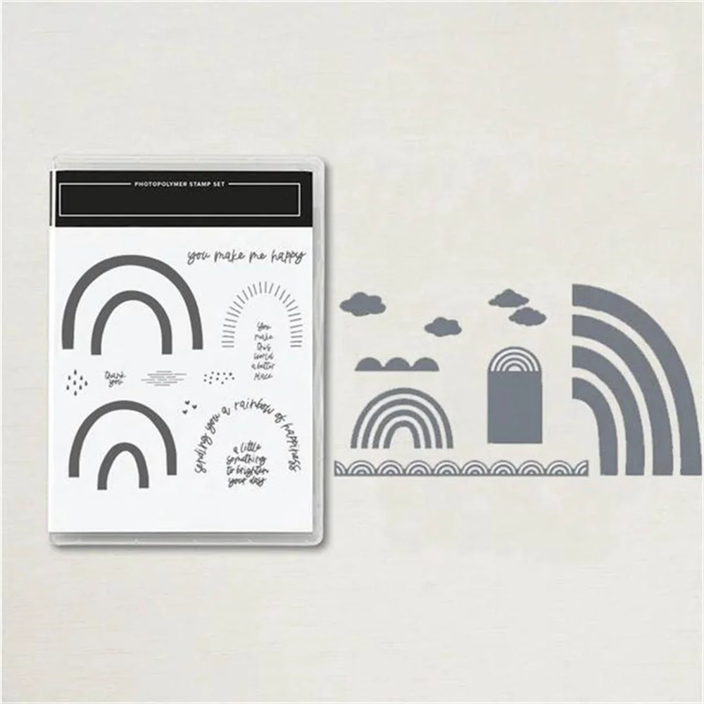 

Rainbow Metal Cutting Dies And Clear Stamps For Diy Scrapbooking Paper Cards Stencil Handmade Embossing Decoration Craft New