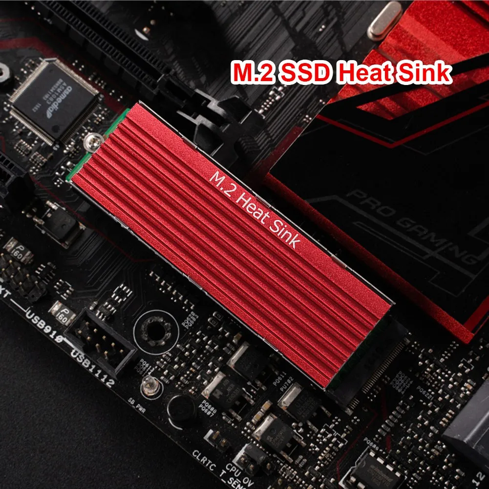 

Радиатор M.2 SSD NVMe, радиатор для жесткого диска M2 2280 SSD, радиатор с термопанелью для настольного ПК PCIe SATA M2 SSD 2280, красный