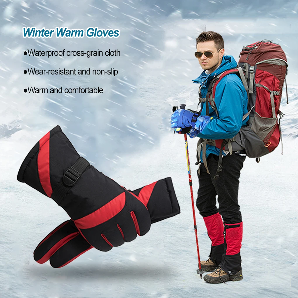 

1 Pair Snow Ski Gloves Winter Waterproof Touch Screen Outdoor Sports Driving Cycling Breathable Mittens Red Black