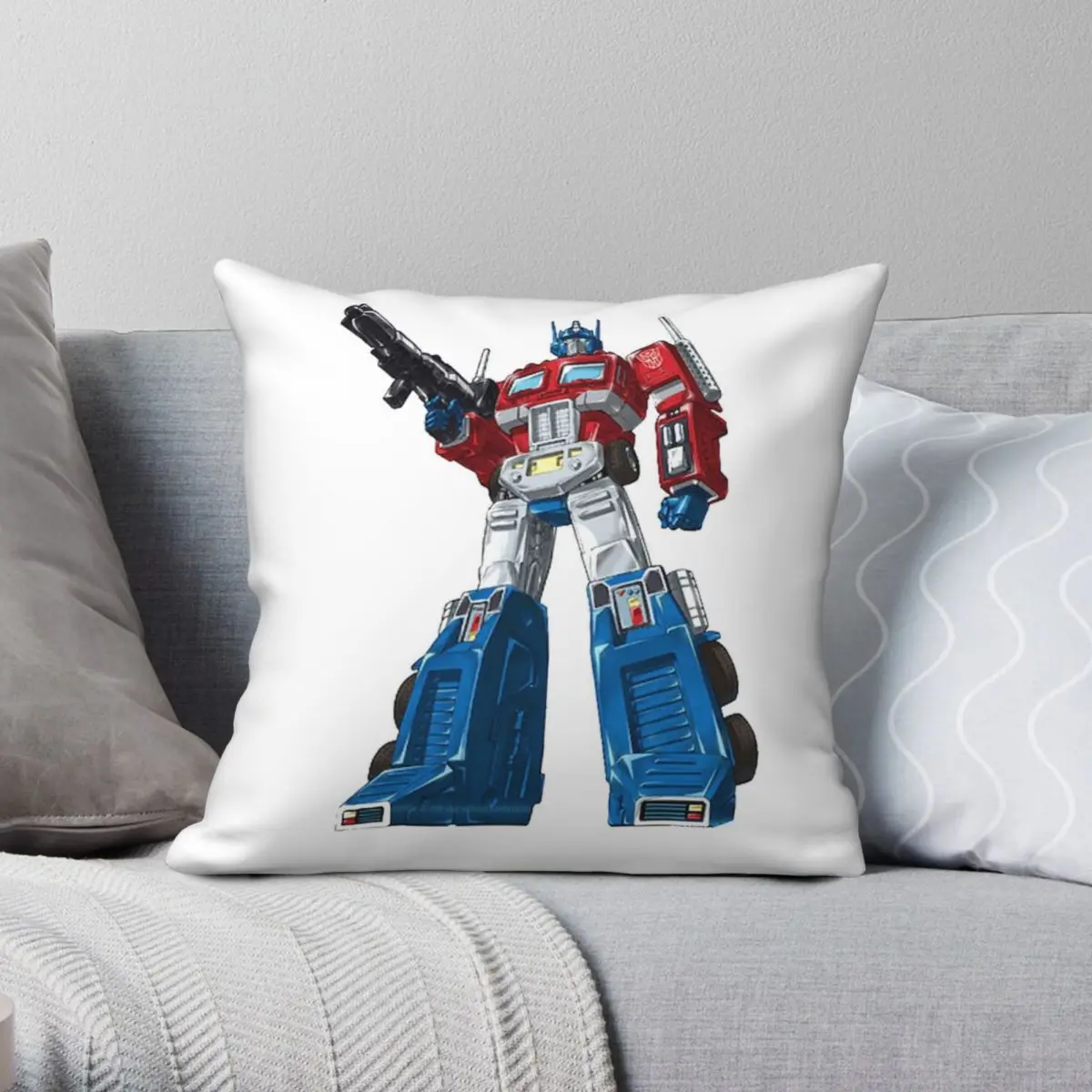 

Квадратная наволочка Optimus Prime из полиэстера и льна, бархатная креативная Декоративная Наволочка на молнии для диванной подушки, 18 дюймов