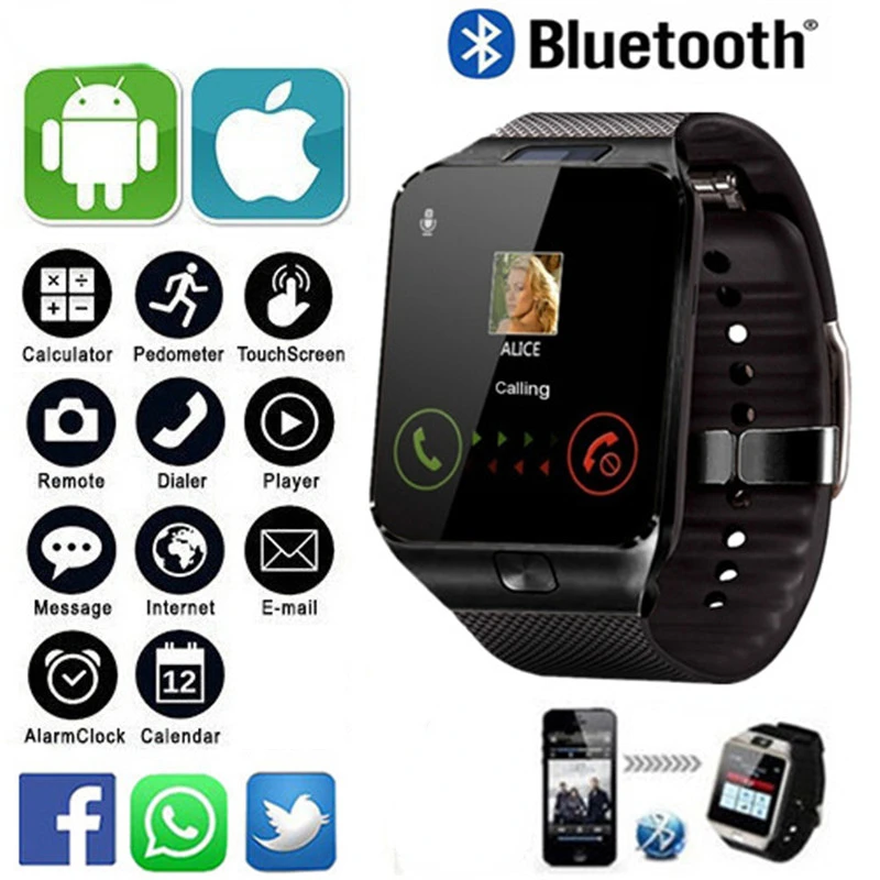 

DZ09 Professional Smart Watch 2G SIM TF Camera Waterproof Wrist Watch GSM Phone Large-Capacity SIM SMS For Android For Phone Hot