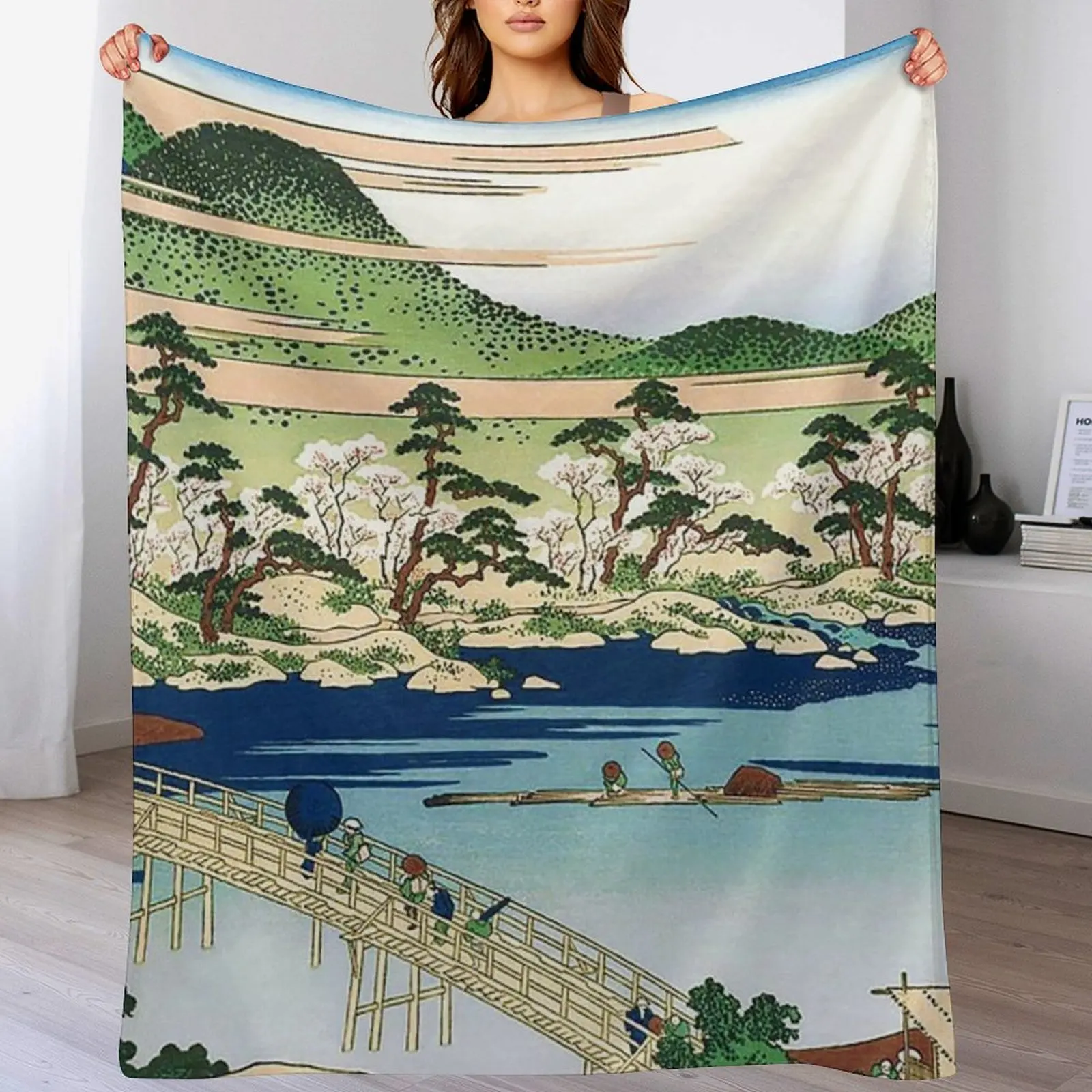 Бридж Togetsu в провинции Ямаширо от Katsushika Hokusai одеяло Thermals для путешествий одеяла