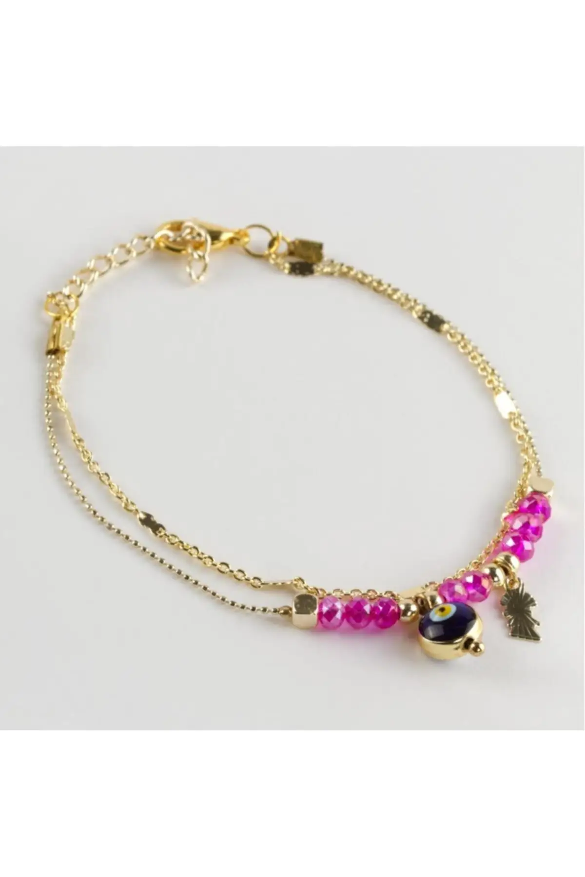 

Двойной браслет-цепочка с кристаллами