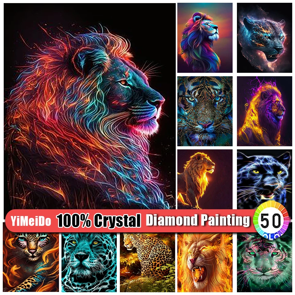 

YiMeiDo 100% Crystal Diamond Painting Animal Tiger Picture 5d Zipper Bag Diy Diamond Embroidery Mosaic Lion Art Rhinestones Kit