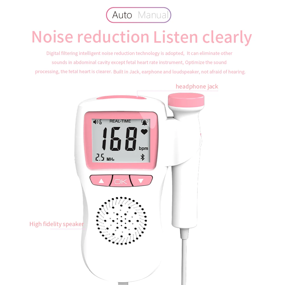 Fetal Heartbeat Detector Baby Care Household Portable for Pregnant Fetal Pulse Meter No Radiation Stethoscope